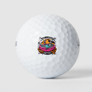 Spooky Skeleton Halloween Pool Party Design! Golf Balls