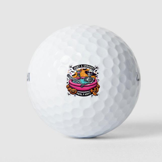 Spooky Skeleton Halloween Pool Party Design! Golf Balls (Front)