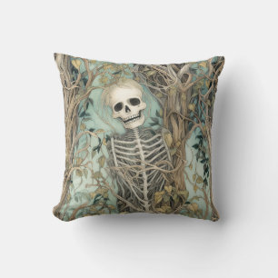 Spooky Skeleton Halloween Throw Pillow