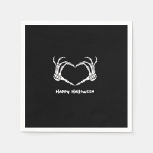 Spooky Skeleton Hand Heart Typography Modern Napkin