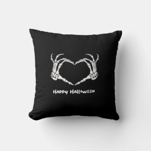 Spooky Skeleton Hand Heart With "Happy Halloween"  Cushion