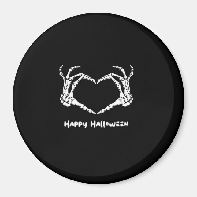 Spooky Skeleton Hand Heart With "Happy Halloween"  Magnet (Front)