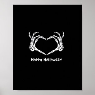 Spooky Skeleton Hand Heart With "Happy Halloween"  Poster