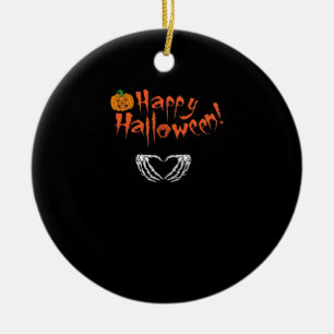 Spooky Skeleton Hands. Happy Halloween.  Ceramic Tree Decoration