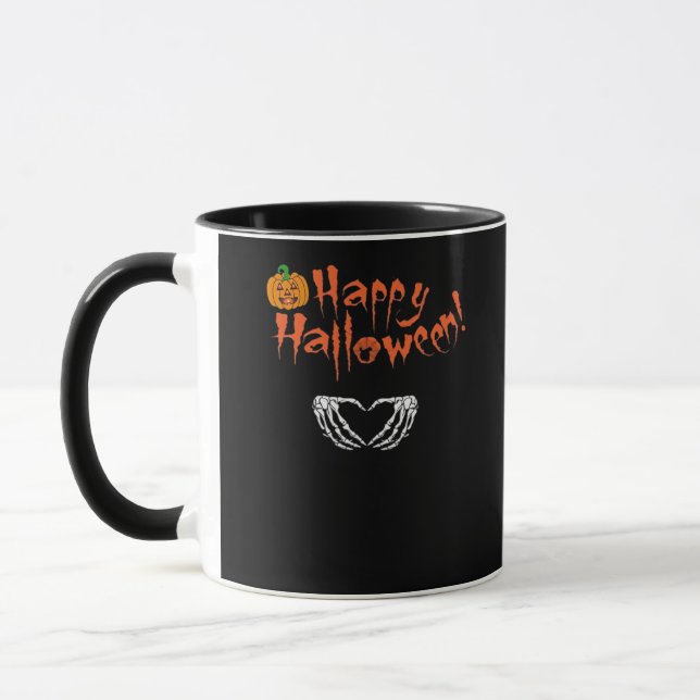 Spooky Skeleton Hands. Happy Halloween.  Mug (Left)