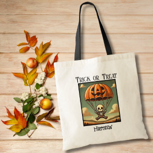 Spooky Skeleton in Pumpkin Parachute,Halloween  Tote Bag