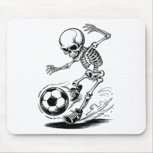 Spooky Skeleton Kids Playing Soccer Halloween Tric Mouse Mat