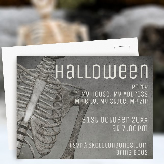 Spooky Skeleton Party Halloween Postcard (Spooky!)