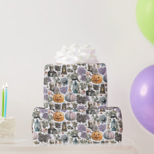 Spooky Skeleton & Pumpkin Halloween Wrapping Paper