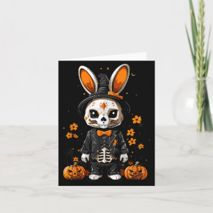 Spooky Skeleton Rabbit Halloween Costume Card