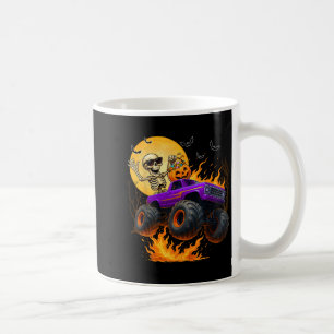 Spooky Skeleton Riding Monster Truck Halloween Cos Coffee Mug