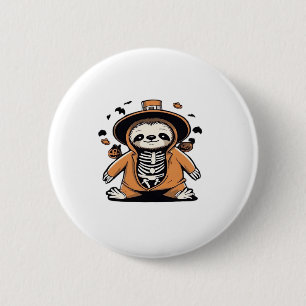 Spooky skeleton sloth trick or treating Classic T- 6 Cm Round Badge