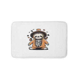 Spooky skeleton sloth trick or treating Classic T- Bath Mat