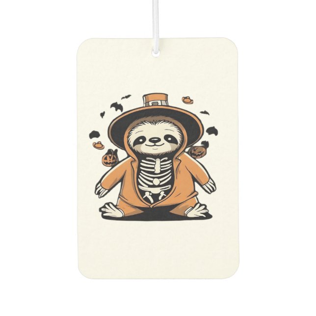 Spooky skeleton sloth trick or treating Classic T- Car Air Freshener (Front)