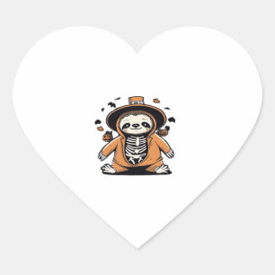 Spooky skeleton sloth trick or treating Classic T- Heart Sticker