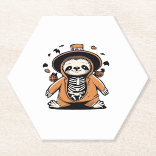 Spooky skeleton sloth trick or treating Classic T- Paper Coaster