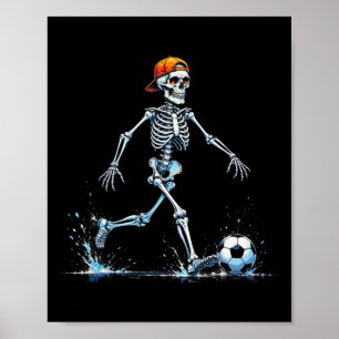Spooky Skeleton Soccer Player Funny Halloween 2025 Poster