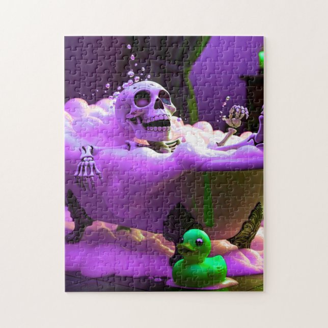 Spooky Skeleton Takes a Bubble Bath Jigsaw Puzzle (Vertical)