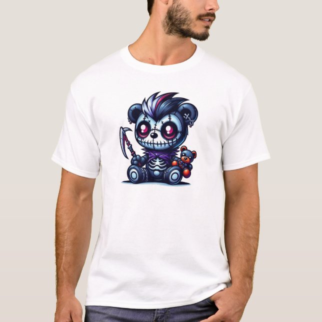 Spooky Skeleton Teddy Bear T-Shirt (Front)