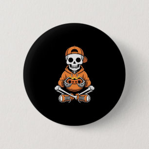 Spooky Skeleton Video Game Halloween Gaming Gamer  6 Cm Round Badge