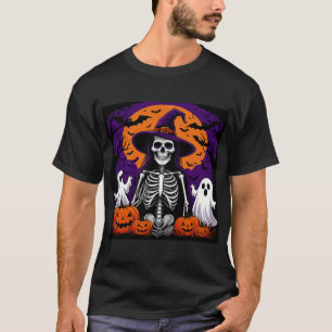 Spooky Skeleton Witch Pumpkins Moon Halloween 🌙 T-Shirt