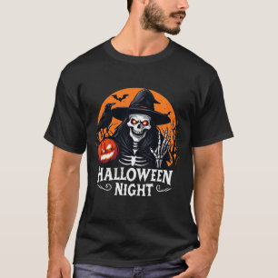 Spooky Skeleton With Glowing Pumpkin Witch 🎃 T-Shirt