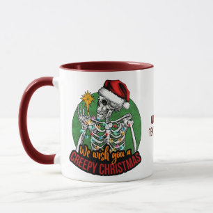 Spooky Skull Christmas Wish You a Creepy Red Mug