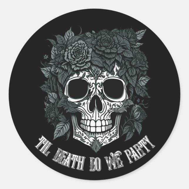 Spooky Skull Day of the Dead halloween bones Classic Round Sticker (Front)