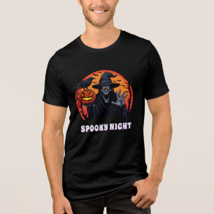Spooky Skull Faced Witch Halloween Adventure 👻 Tri-Blend Shirt