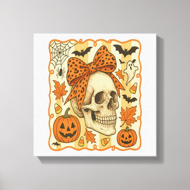 Spooky Skull Halloween Canvas Print (Front)