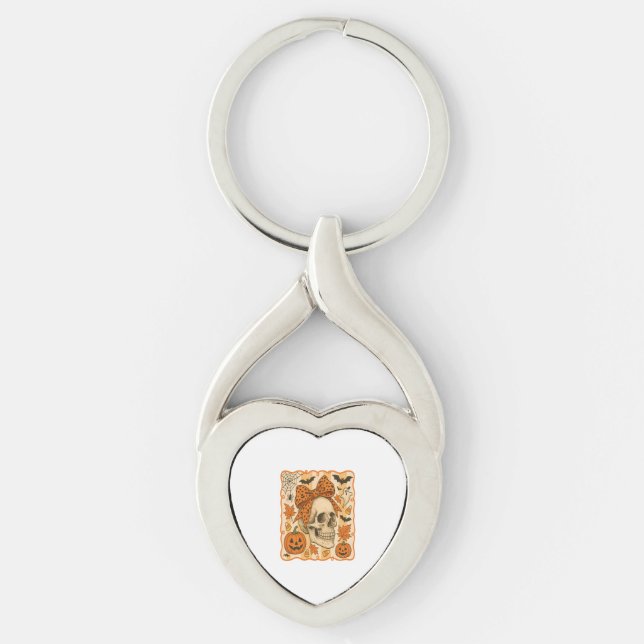 Spooky Skull Halloween Key Ring (Front)