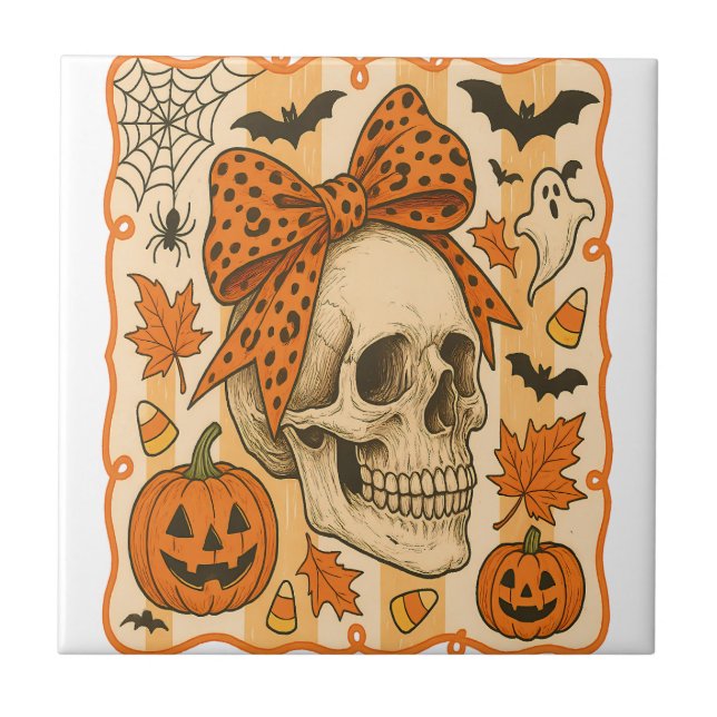 Spooky Skull Halloween Tile (Front)