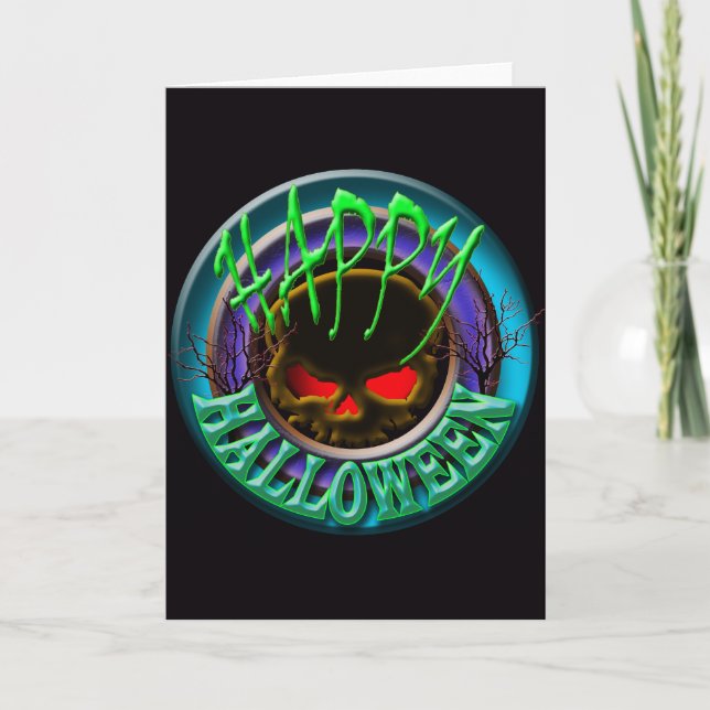 Spooky skull happy halloween card (Front)