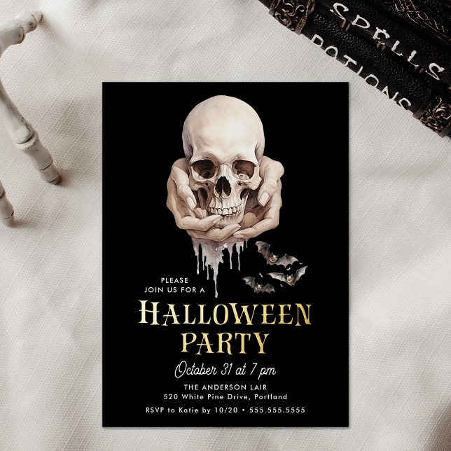 Spooky Skull in Hands Halloween Party (Creator Uploaded)