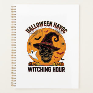 Spooky Skull Moon Vintage Halloween Witch Hat Desi Planner