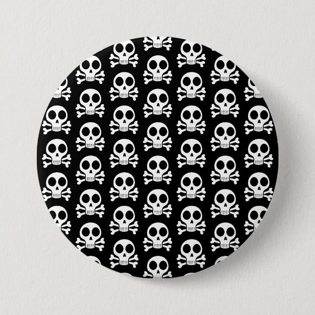 spooky skull on a black background 7.5 cm round badge (Front)