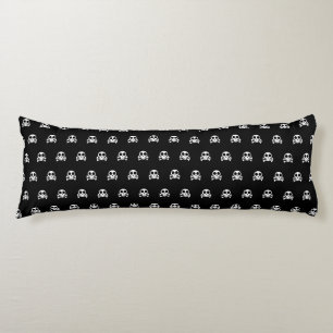 spooky skull on a black background body cushion