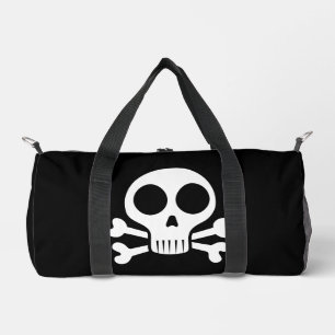 spooky skull on a black background duffle bag