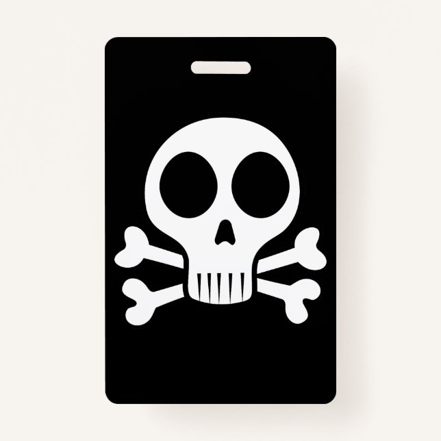 spooky skull on a black background ID badge (Front)