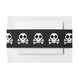 spooky skull on a black background invitation belly band