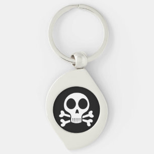 spooky skull on a black background key ring