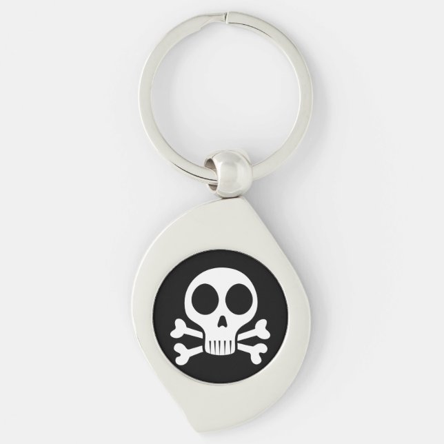 spooky skull on a black background key ring (Front)