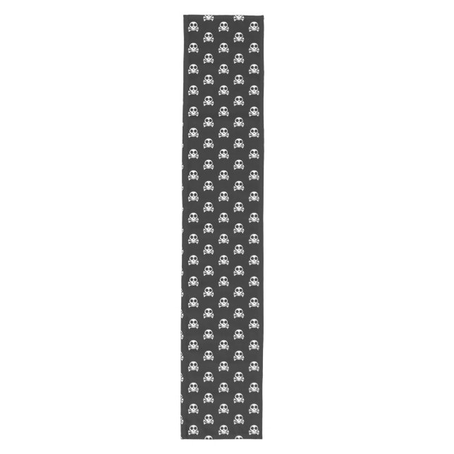 spooky skull on a black background medium table runner (Front)