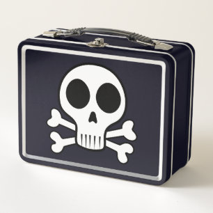 spooky skull on a black background metal lunch box