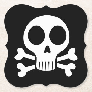 spooky skull on a black background paper coaster