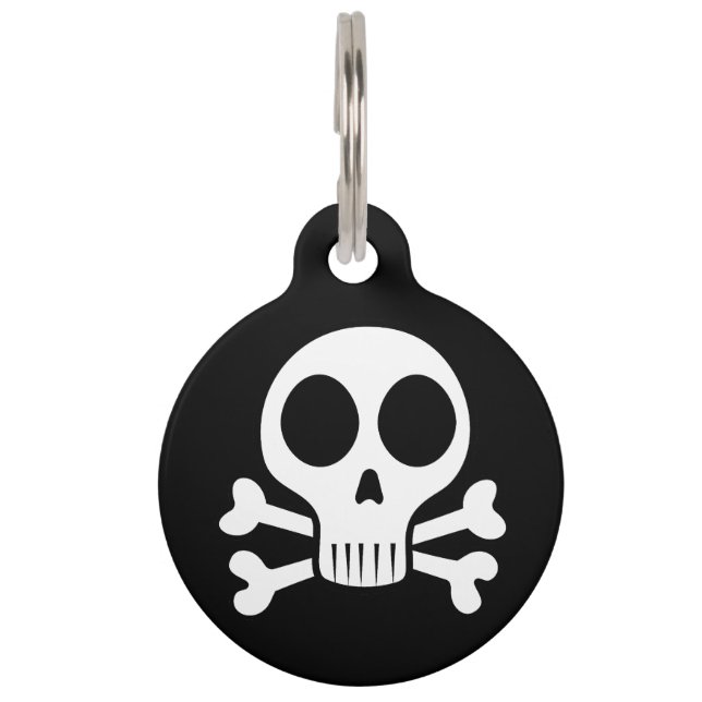 spooky skull on a black background pet tag (Front)