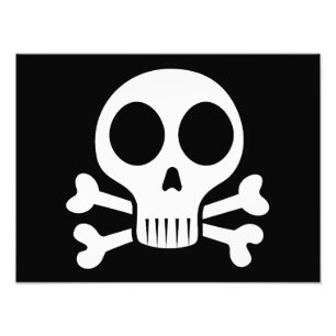 spooky skull on a black background photo print