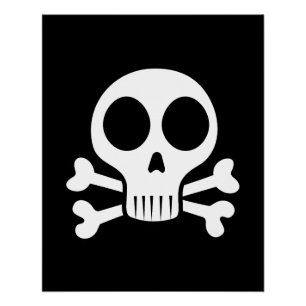 spooky skull on a black background poster