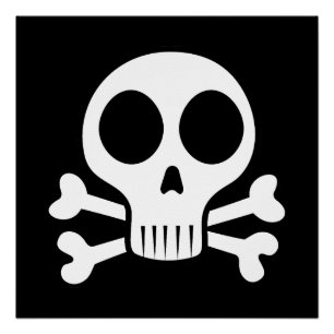 spooky skull on a black background poster