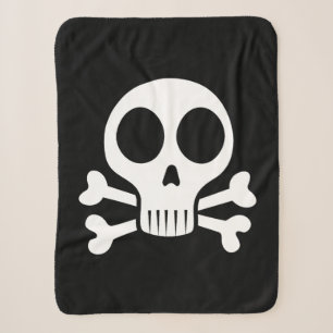 spooky skull on a black background sherpa blanket